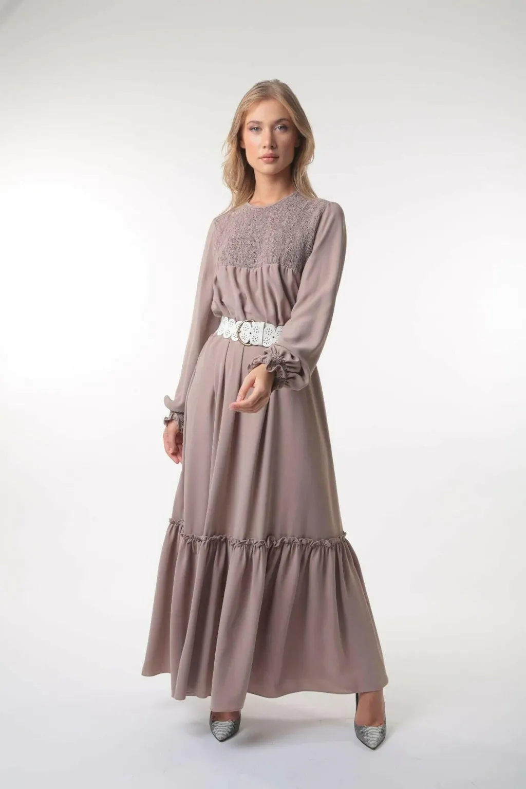 Kelsi Floral Long Maxi Dress with Long Sleeves