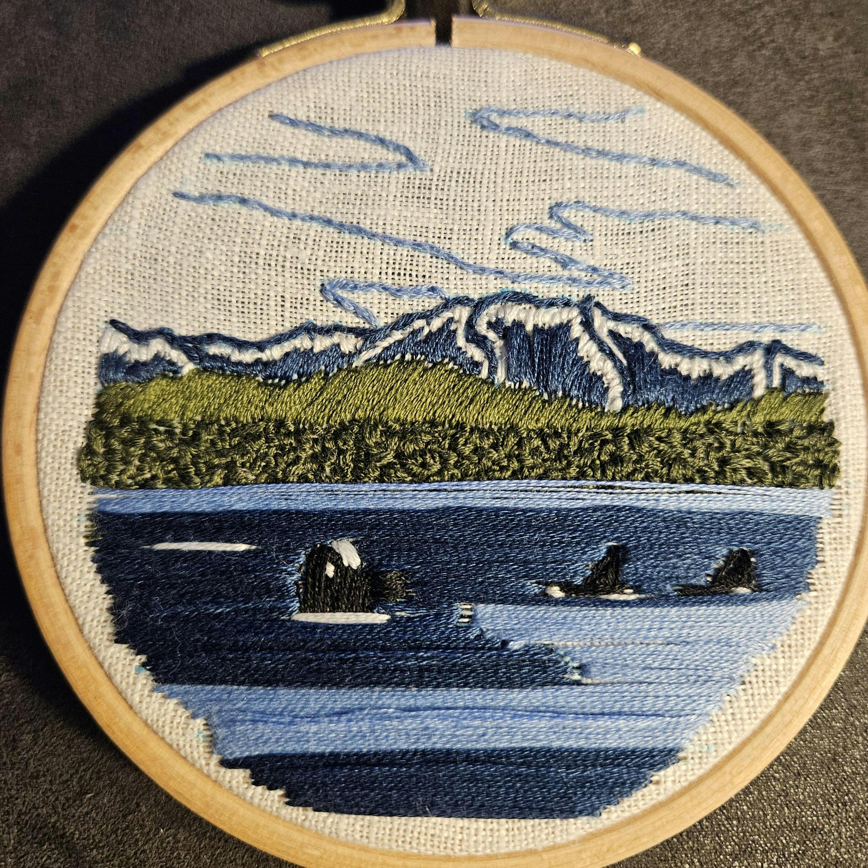 Orcas in the Sound: Beginner Embroidery Kit – By Hand Craft Co