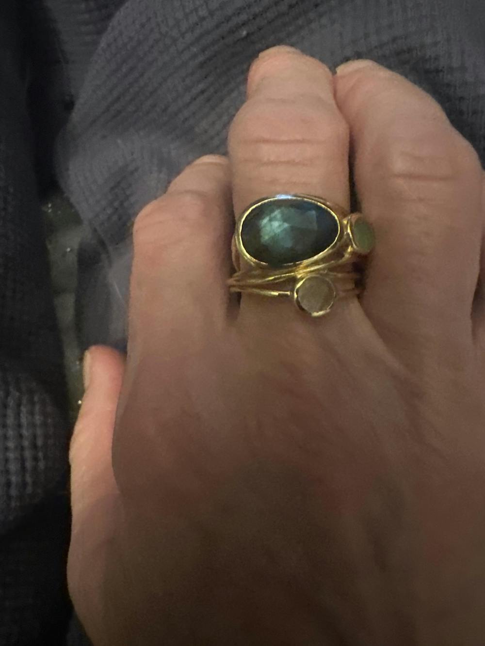 Jasmine Ring * Rainbow Labradorite * Gold Plated over Sterling Silver * BJR154