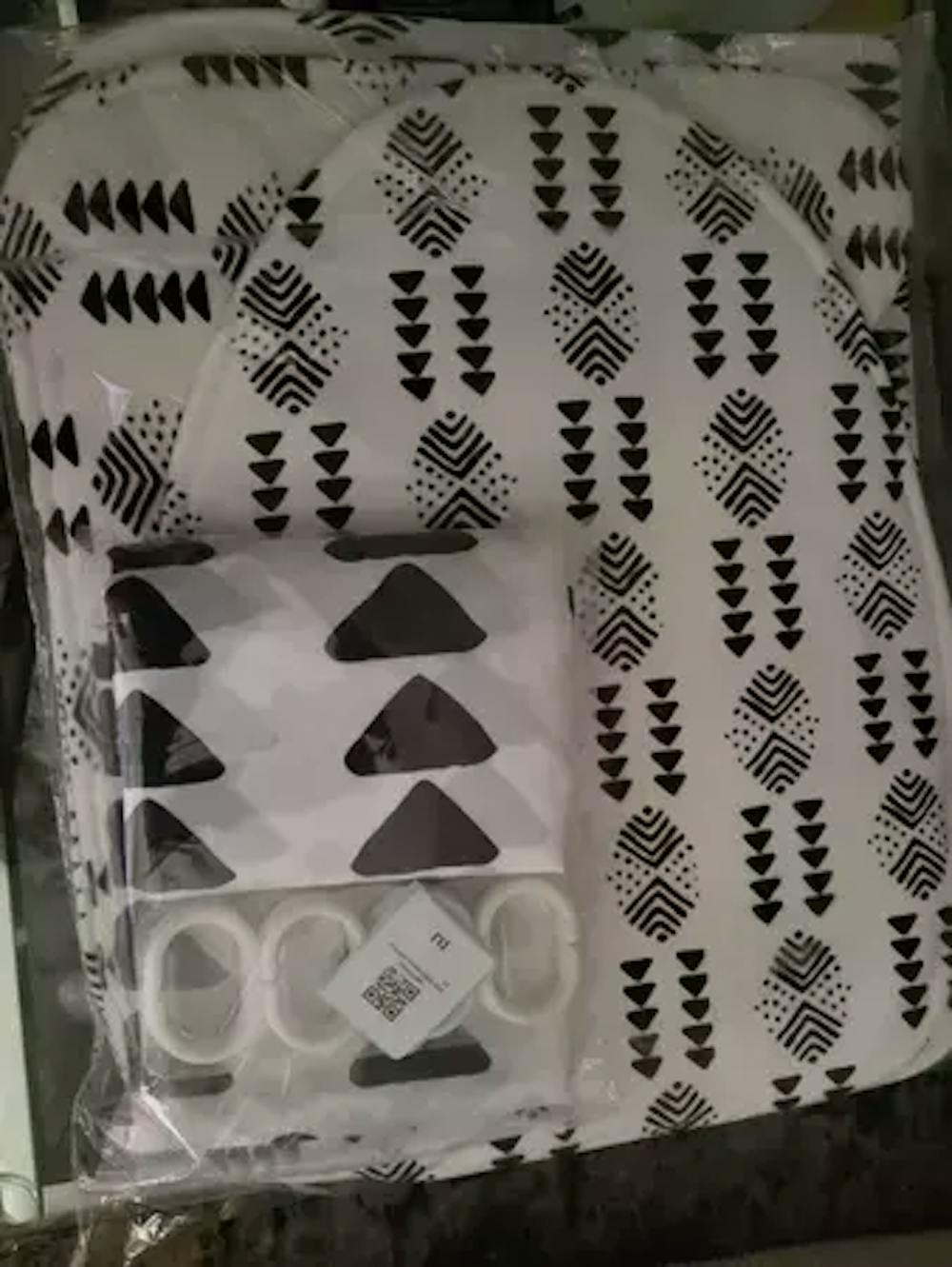 Black and White Tribal Shower Curtain Fashionista Bathroom
