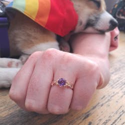 Round Cut Amethyst Engagement Ring Nature Inspired Promise Ring