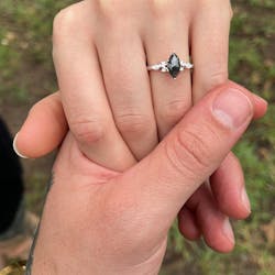 Marquise Cut Salt & Pepper Diamond Art Deco Engagement Ring