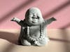 Laughing Buddha Sandstone Statue – Zen Monk Figurine for Wealth, Luck & Serenity