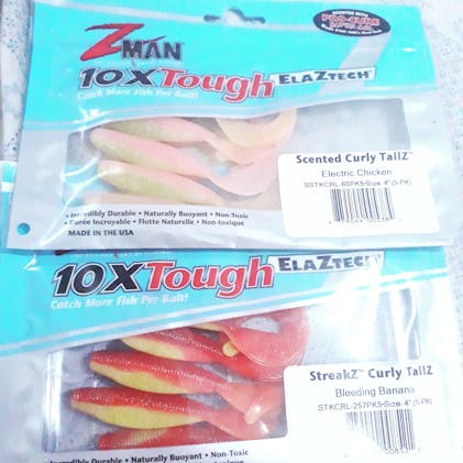5 Pack of Zman 4 Streakz Curly Tailz Soft Plastic Lures - Z man Soft  Plastics