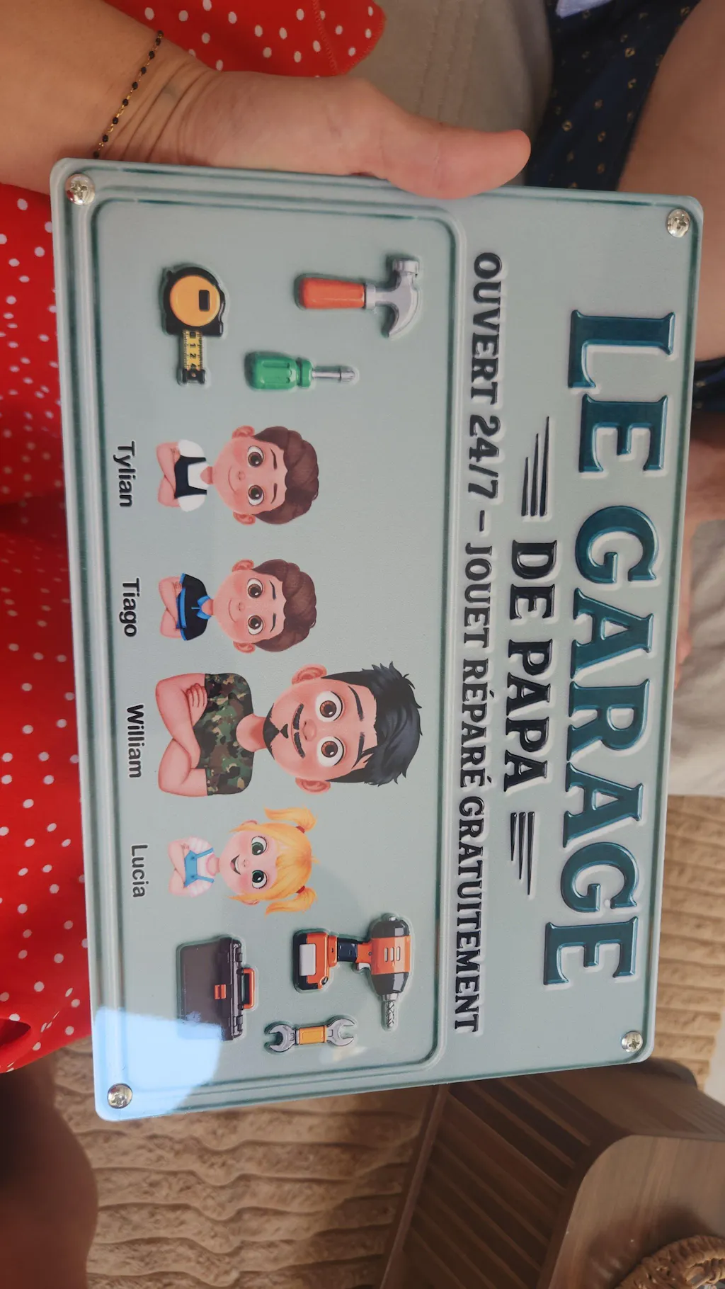 [Effet d'Impression 3D] Le Garage De Papa Papy Dinosaure - Plaque Extérieure Personnalisée