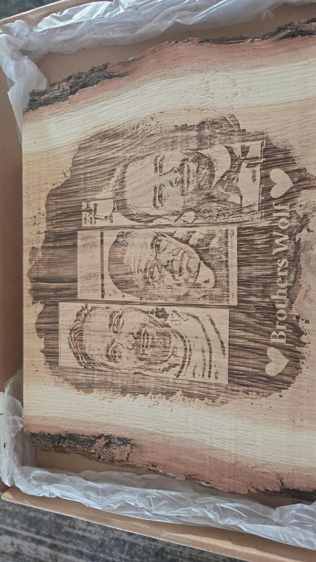 Gepersonaliseerde Pyrografie Kunst - Foto Gebrand op Hout met Schors