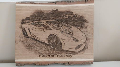 Gepersonaliseerde Pyrografie Kunst - Foto Gebrand op Hout met Schors