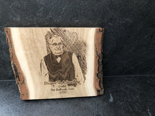 Gepersonaliseerde Pyrografie Kunst - Foto Gebrand op Hout met Schors