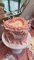 Pink Ribbon Heart Cake