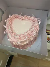 Pink Ribbon Heart Cake