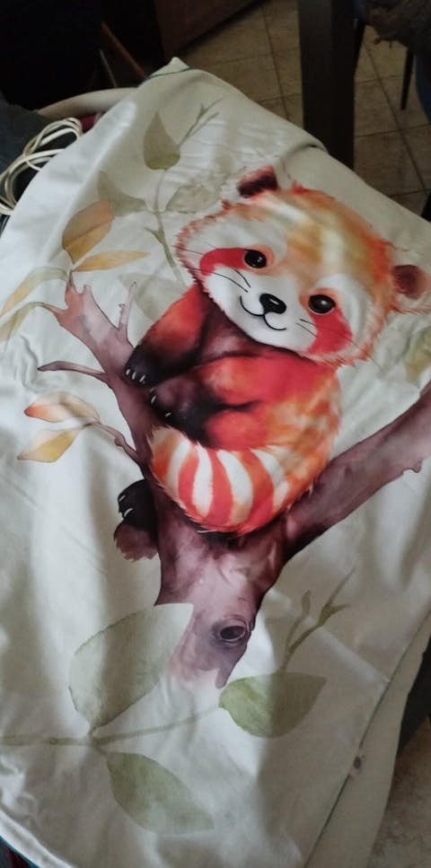 Couverture Plaid Panda Roux | 70cm x 95cm | Couleur minky au choix