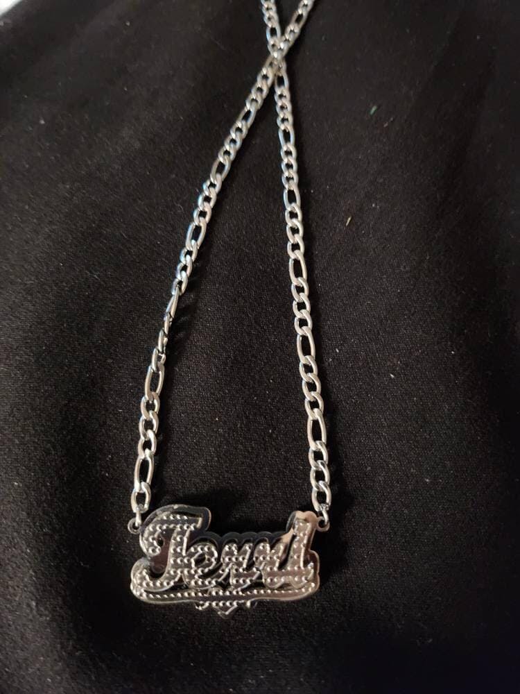 Double Plated Name Necklace w/ Textured Details – Custom & Bold