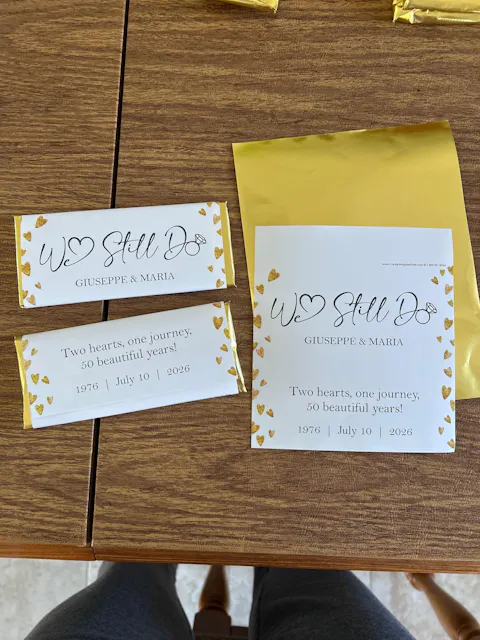 ANN211 - We Still Do Golden Hearts Anniversary Candy Bar Wrapper