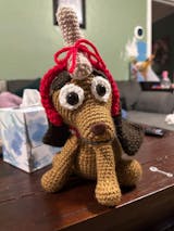 CHRISTMAS DOG MAX Crochet Pattern (skill level intermediate)