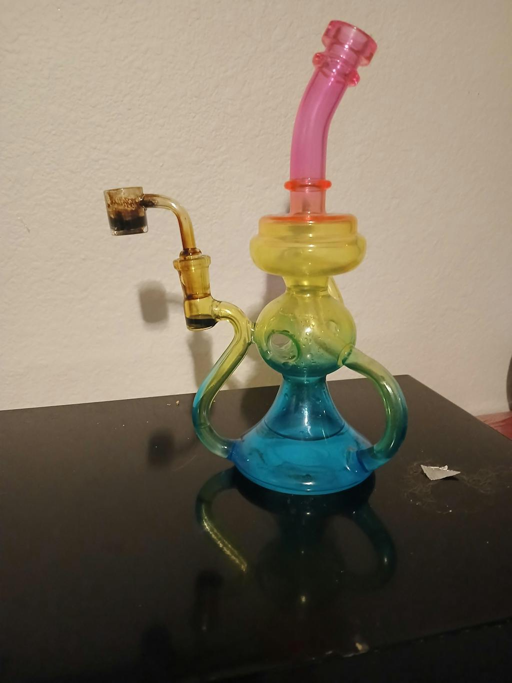 NEON RAINBOW RECYCLER BONG or RIG (uv reactive)