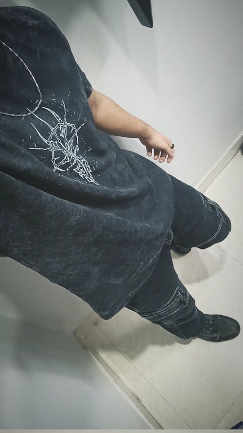 Crypted Glyph Oversized tee [ACID WASHED-BLACK ASH]