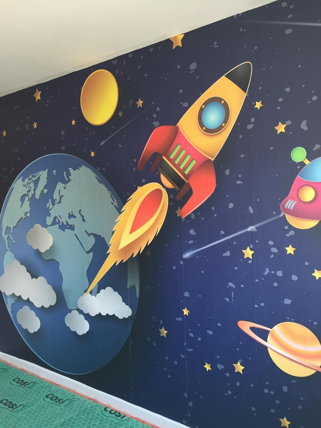 Space rocket launch and galaxy Wall Mural Wallpaper Canvas Art Rocks