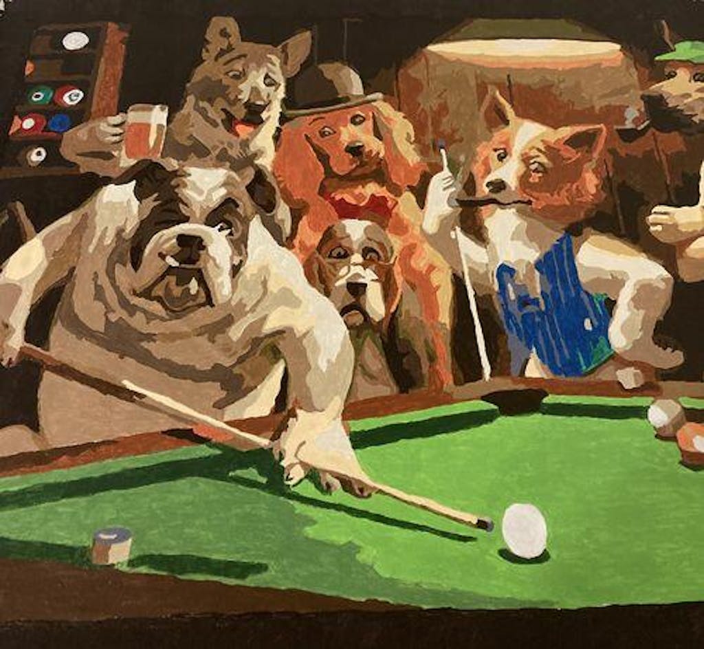 Dogs Playing Pool Painting Made Easy Canvas by Numbers