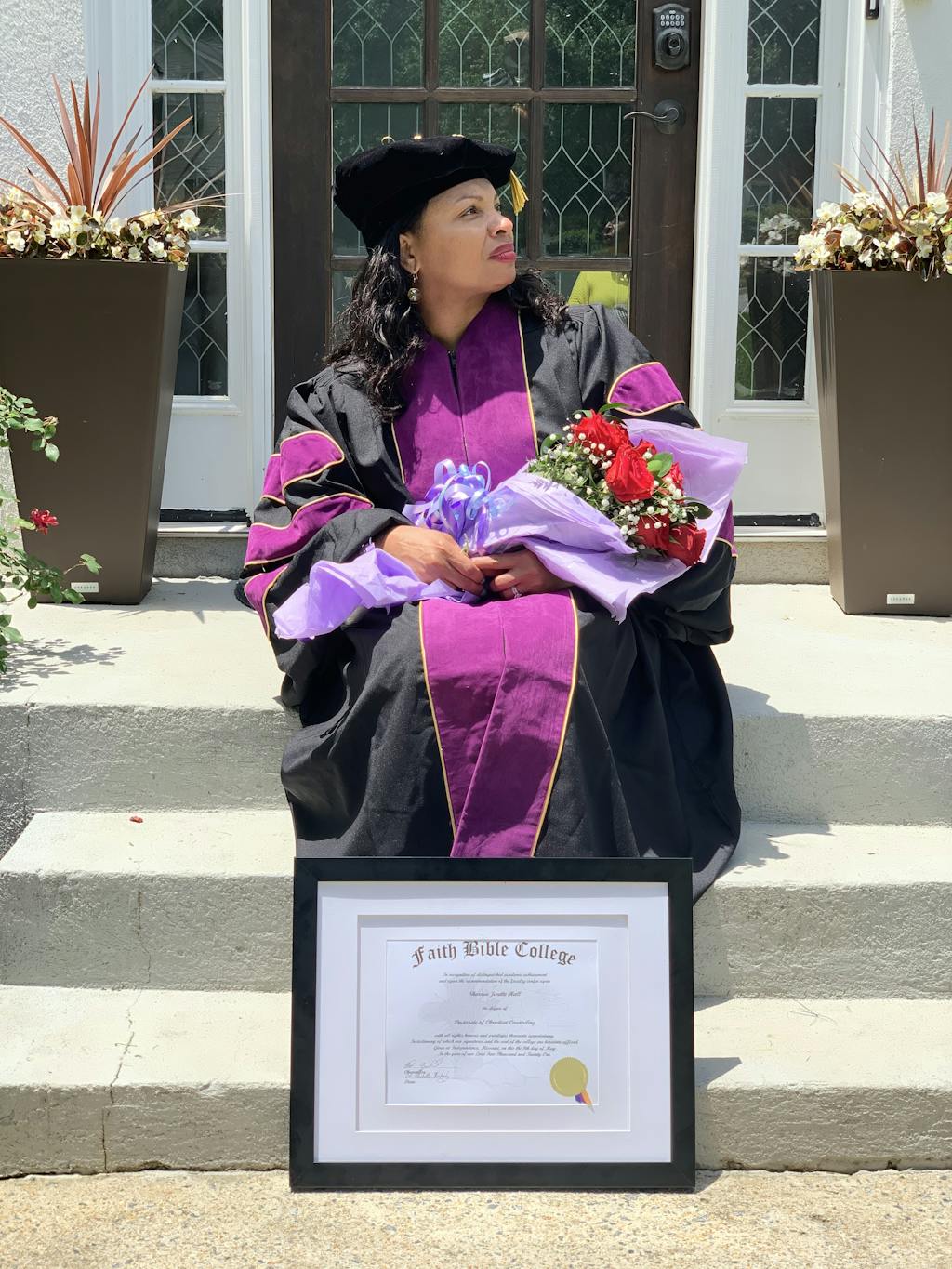 Deluxe Purple and Gold Doctoral Gown Cap and Gown Direct