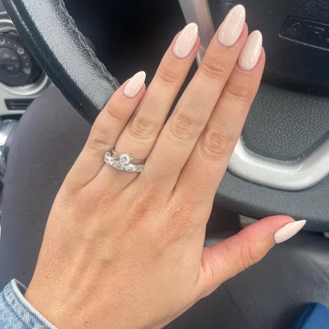 Five Stone Wedding Band In Oval Cut Moissanite