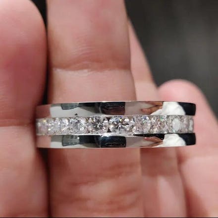 Round Moissanite Channel Set Wedding Band
