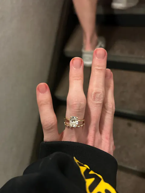 Stackable Wedding Band With Round Cut Moissanite