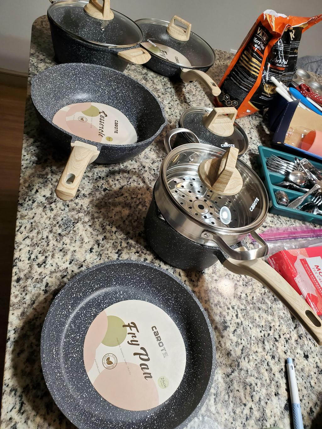 Carote Healthy Nonstick Granite 11 pcs Cookware Set Induction Ready