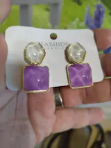 Women’s Round & Square Crystal Stone Drop Earrings – Bright Colorful Dangle Jewelry