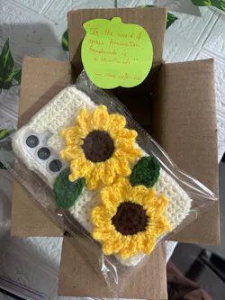 Handmade Sunflower Crochet Phone Case | Aesthetic Knitted Floral Cover