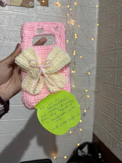 Handmade Crochet Bow Phone Case Pink | Cute Aesthetic Soft Protection Cover