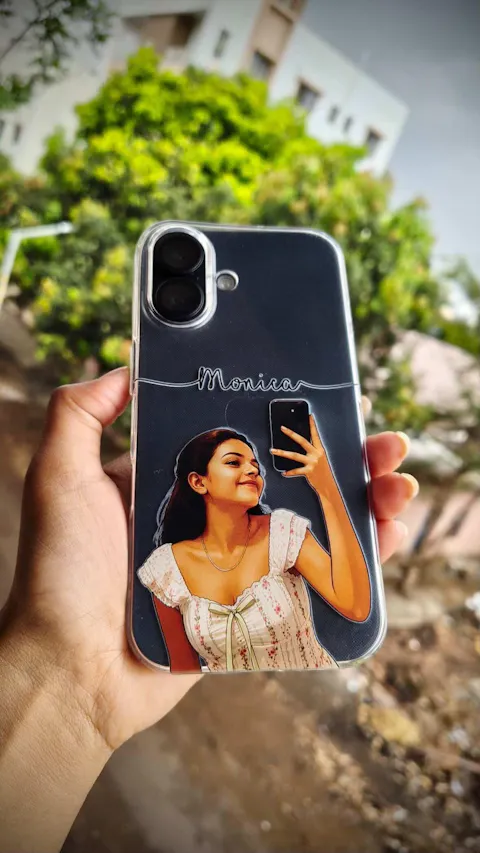 Personalized Photo Girl Phone Case with Name – Aesthetic Transparent Cover