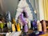 Amethyst x Crazy Lace Agate Moon on Metal Stand - 16cm tall