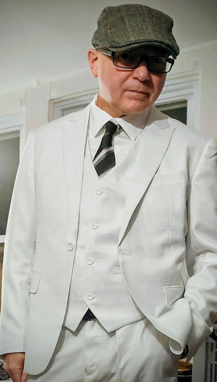 Ceehuteey 3 Pieces Men's Solid Notch Lapel Fashion Linen Flat Suit for Men (Blazer+Vest+Pants)