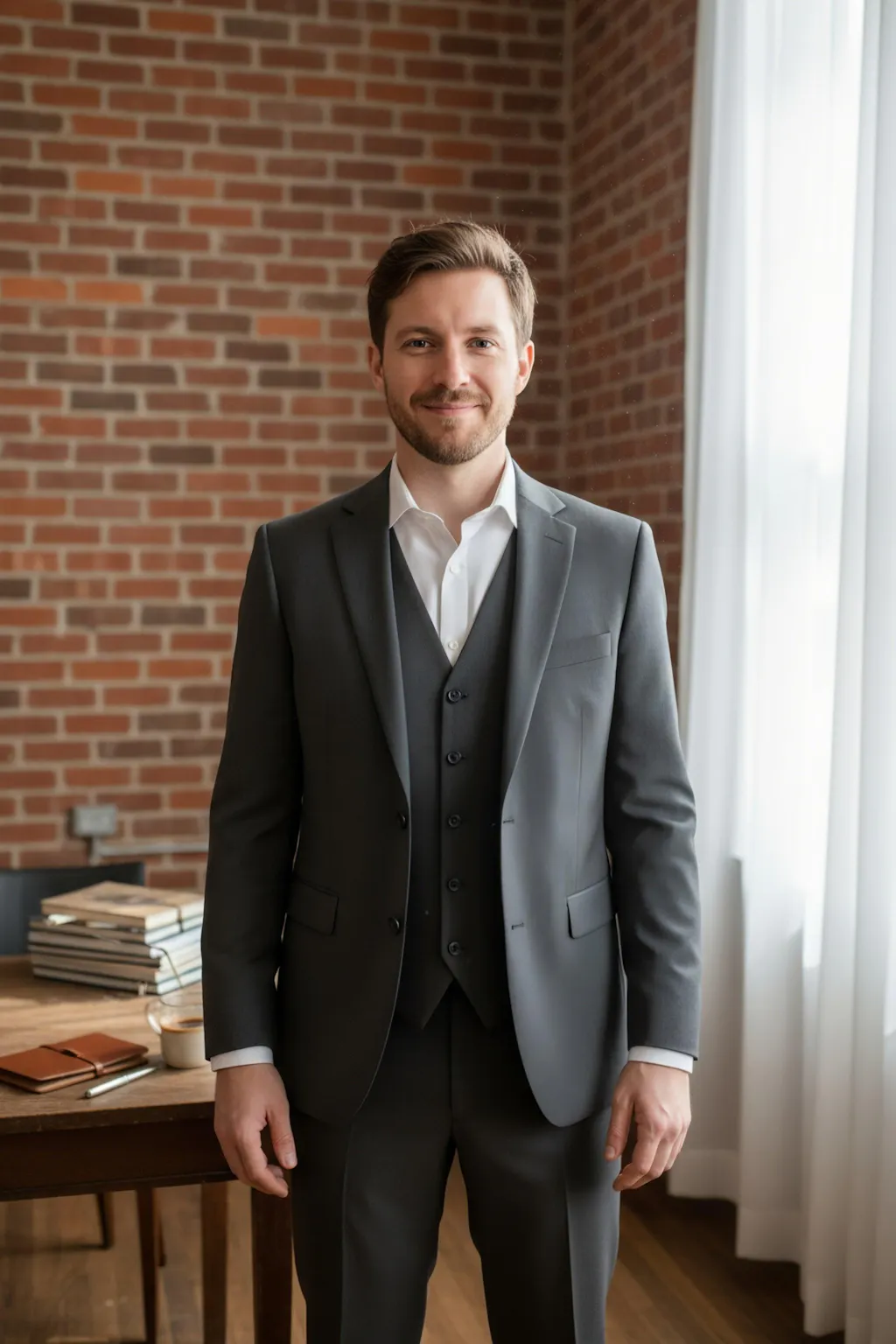 Ceehuteey Men's 3 Pieces Flat Peak Lapel Suits (Blazer+Vest+Pants)