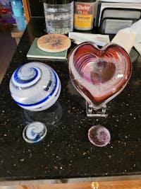 Hand Blown Glass Cremation Heart with Ashes | Sahara Red