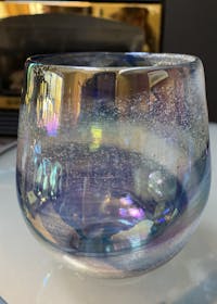 Hand Blown Cremation Glass Votive Holder | Ocean Waves
