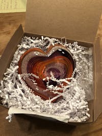 Hand Blown Glass Cremation Heart with Ashes | Cinnabar