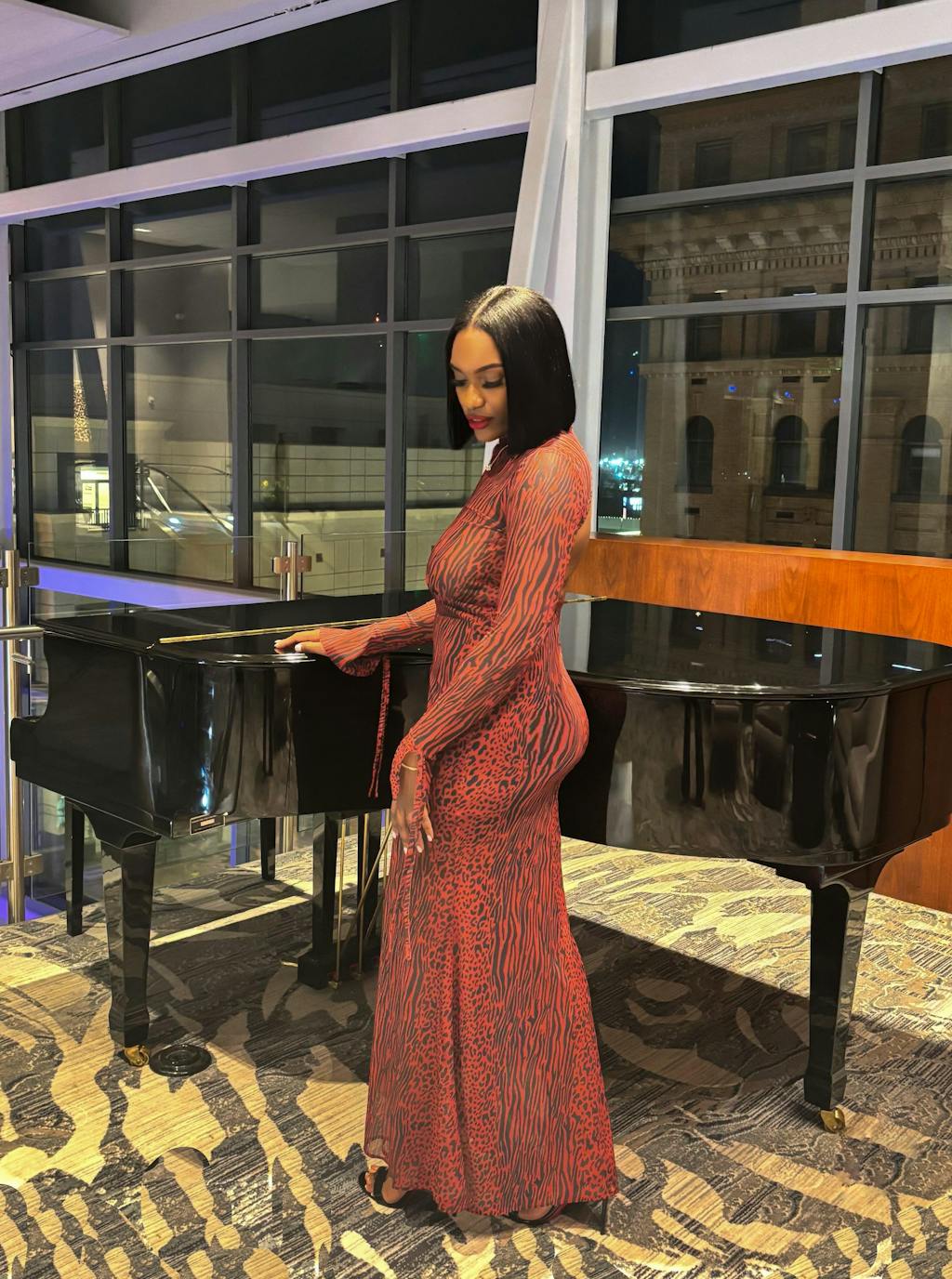 ASHLEY Mesh Open Back Maxi Dress