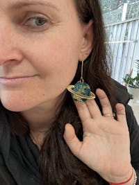 In Orbit Recycled Planet Drop Earrings - Neptune Nebula 02