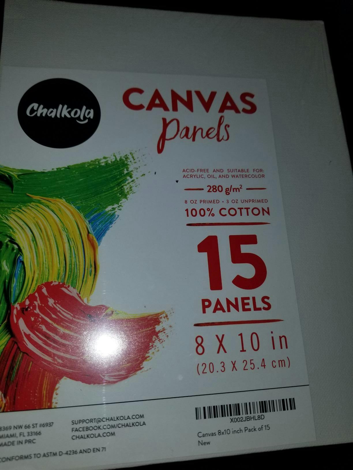  Chalkola Black Canvas Panels 8x10 inch (15 Pack
