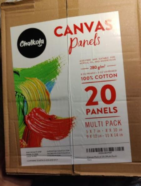 Chalkola Paint Canvases for Painting Multipack - 24 Pack Blank Canvas  Panels - 4x6, 5x7, 8x10, 9x12, 11x14, 12x16 inch (4 Each) - 100% Cotton,  Primed