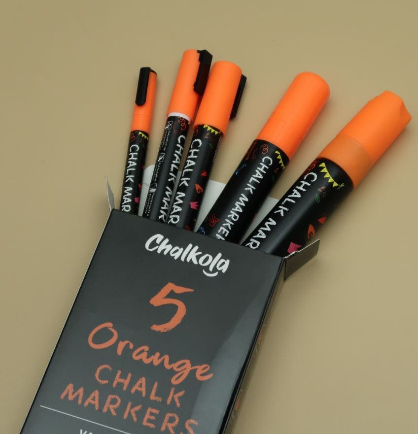White Chalk Markers with Fine and Jumbo Nibs - Variety Pack of 5 Pens -  Chalkola Art Supply