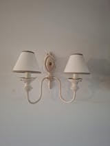 Abat-Jour à Pince Blanc Cassé Bord Taupe