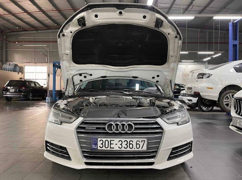 For Audi A6 A6 Sline S6 C7 2015-2018 RS6 Quattro Style Black Grill Honeycomb Mesh Front Bumper Grille With Black Ring Emblem