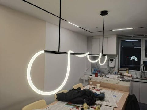 Modern Long Hose Led Chandelier - Brass