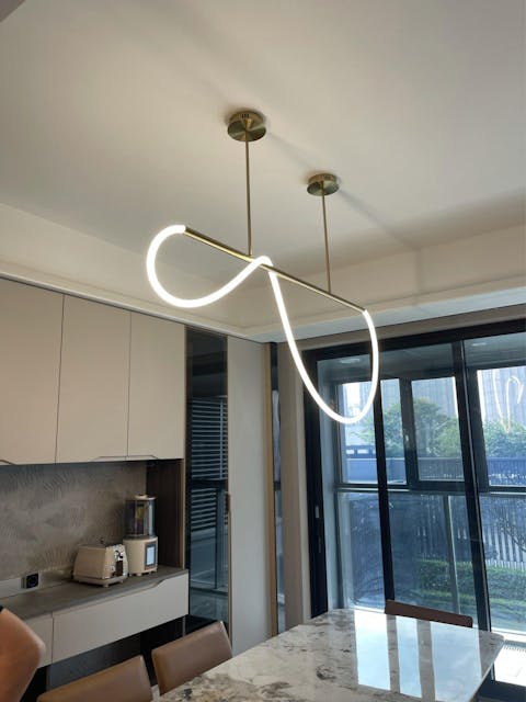 Modern Long Hose Led Chandelier - Brass