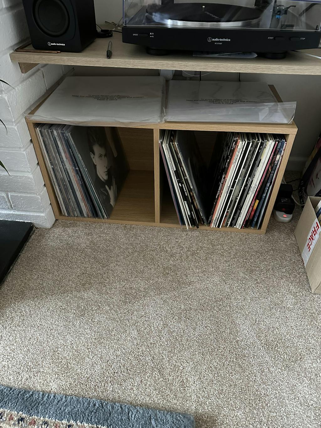 Oak Vinyl Record LP Cube Storage Box