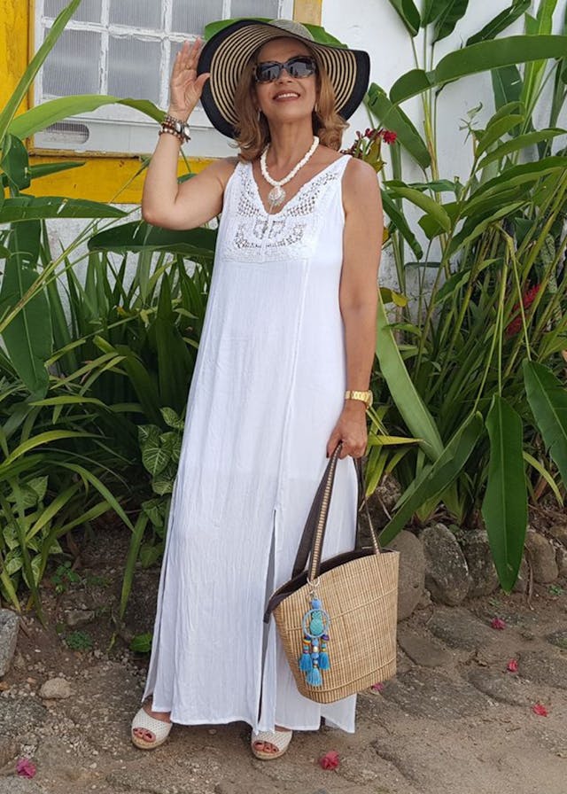 Customer wearing dress