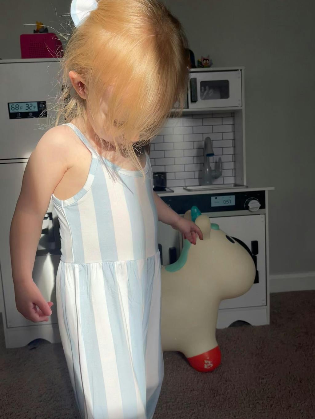 Bamboo Alligator Clip Bow | Cotton Candy Stripes