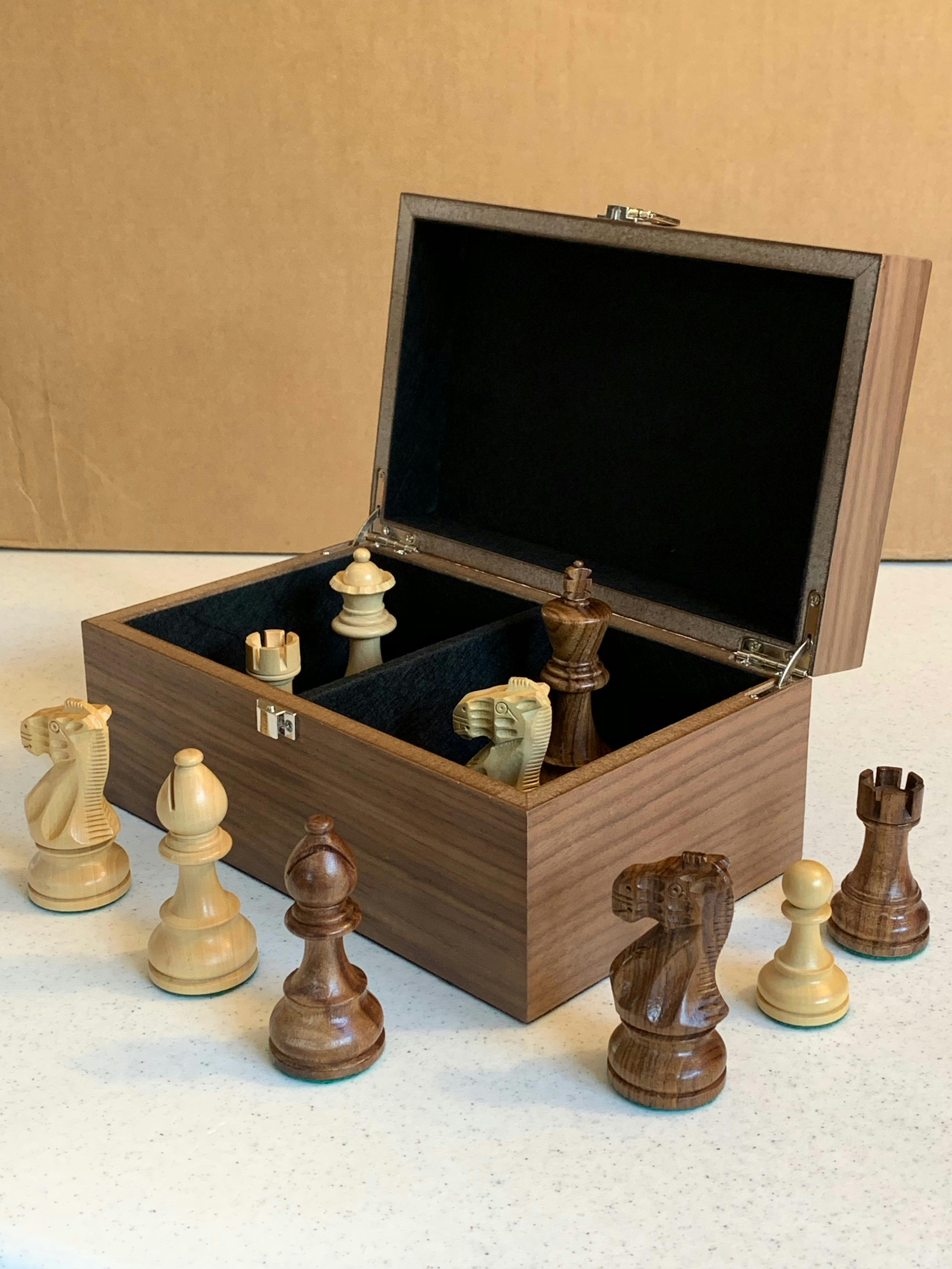 Walnut Storage Box (for most pieces up to 4.25") Chess House